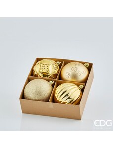 EDG Sada plastových zlatých ozdob 4ks, 10 cm