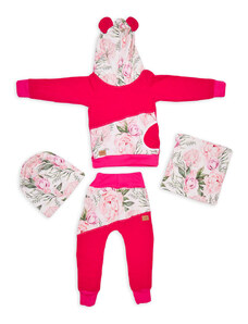 ByStepNew Dívčí tepláková souprava - květiny růžové - nákrčník