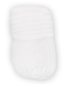BABY NELLYS Zimní pletené kojenecké rukavičky - bílé