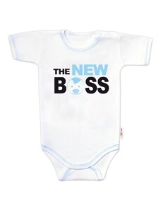 Body krátký rukáv s vtipným textem Baby Nellys, The New Boss, vel. 62, kluk