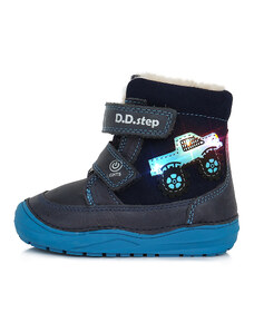 D.D step chlapecké dětské celokožení zimní blikající boty W071-32 Royal blue