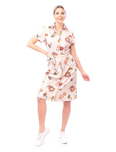 Loram Košilové šaty NIGELLA béžová kytice