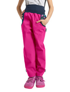 Unuo, Dětské softshellové kalhoty s fleecem Basic, Fuchsiová, Květinky