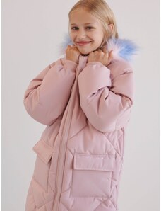 Sinsay - Prošívaný kabát s kapucí - růžová