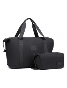 KONO Cestovní taška - rozšiřitelná, voděodolná s kosmetickou taštičkou, černá
