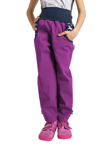 Unuo, Dětské softshellové kalhoty s fleecem Basic, Ostružinová, Jednorožci