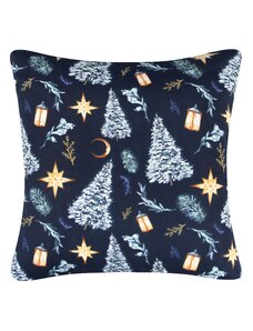 Bavlněný povlak na polštář Vánoční světlo - modrá