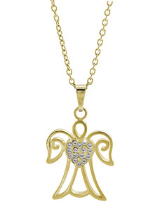 SkloBižuterie-J Ocelový náhrdelník Andílek II s kameny swarovski gold