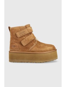 Kožené sněhule UGG W Neumel Platform hnědá barva, 1130554.CHE