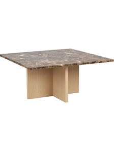 Hnědý mramorový konferenční stolek ROWICO BROOKSVILLE 90 x 90 cm