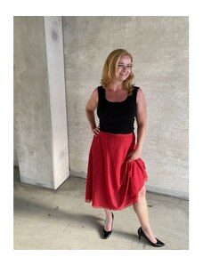 MIDI sukně - krajková - červená
