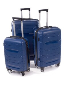 Rogal Tmavě modrá sada prémiových plastových kufrů "Wallstreet" - vel. M, L, XL
