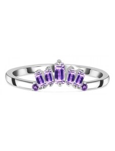 Klenoty Amber Luxusní stříbrný prsten s ametystem Queen