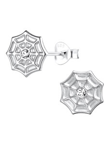 Klenoty Amber Stříbrné náušnice pavoučí síť s krystalem