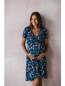 milk & love Těhotenské, kojící šaty s krátkým rukávem Two Ways Midi Dress Navy