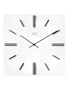 JVD Bílé dřevěné designové hranaté nástěnné hodiny JVD HC45.3