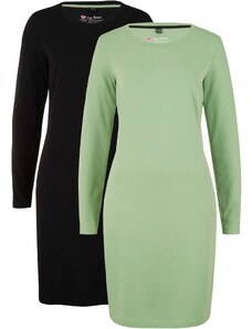 bonprix Žerzejové šaty (2 ks v balení) Zelená