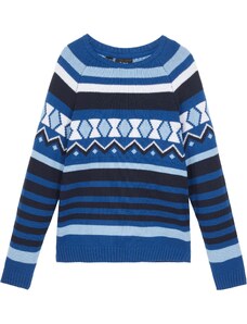 bonprix Chlapecký svetr s norským vzorem Modrá