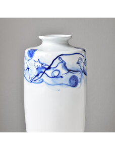 Porcelánová váza kobaltová velká - Kočky