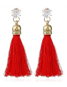 Fashion Jewelry Dlouhé náušnice se zirkonem červené