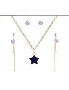 Fashion Jewelry Set náušnic se zirkony a řetízku s hvězdou
