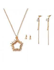 Fashion Jewelry Luxusní set dvou párů náušnic a řetízku na krk
