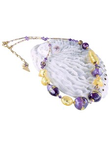 Dámsky Náhrdelník Violet Shine s 24karátovým zlatem v perlách Lampglas