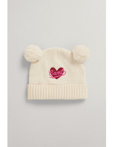 ČEPICE GANT D2. POMPOM HEART BEANIE bílá L/XL