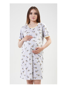Vienetta Dámská noční košile mateřská Matylda, barva světle šedá, 70% bavlna 30% polyester