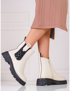 PK Exkluzívní dámské kotníčkové boty hnědé na plochém podpatku