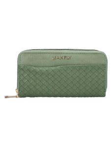 MaxFly Velká a prostorná dámská koženková peněženka Dolly, zelená