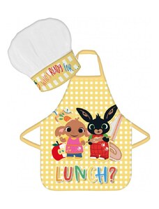 BrandMac Dětská zástěra s kuchařskou čepicí Zajíček Bing - motiv Lunch? - 2 díly