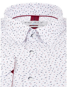 FERATT Pánská košile BIRDS MODERN bílá s červeno-modrým vzorem