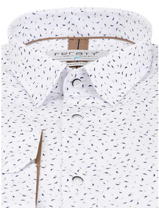 FERATT Pánská košile BIRDS MODERN bílá s hnědo-modrým vzorem