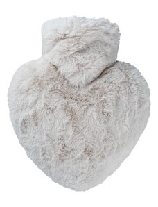 HUGO-FROSCH Termofor Hugo Frosch s obalem z umělé kožešiny - srdce, taupe-stříbrná