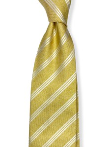 Kolem Krku Žlutá hedvábná kravata s tenkým proužkem Premium