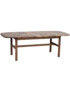Hnědý mramorový konferenční stolek ROWICO HAMMOND 135 x 62 cm s hnědou podnoží