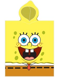Carbotex Dětské plážové pončo - osuška s kapucí SpongeBob - 100% bavlna - 50 x 115 cm