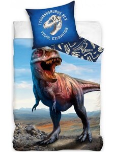 BedTex Bavlněné ložní povlečení Tyranosaurus Rex - motiv Fosil Excavation - 100% bavlna - 70 x 90 cm + 140 x 200 cm