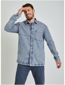 Světle šedá pánská džínová košile Tom Tailor Denim - Pánské