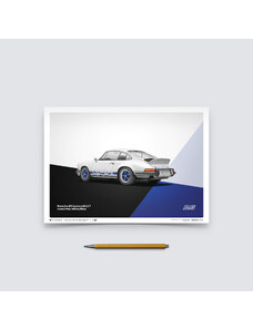 Automobilist Posters | Porsche 911 RS - 1973 - White, Mini Edition, 21 x 30 cm