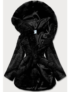 YES!PINK Černá kožešinová dámská bunda (CX009-1)