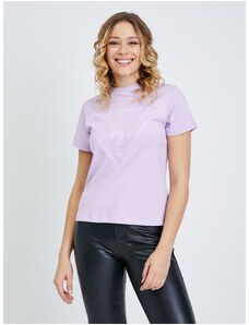 Světle fialové dámské tričko Guess Dianna - Dámské