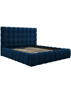 Královsky modrá sametová dvoulůžková postel MICADONI Mamaia 180 x 200 cm s úložným prostorem