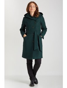Maistyle Zimní kabát s kapucí a páskem - Marzena dlouhý