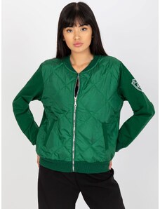 RUE PARIS TMAVĚ ZELENÁ PROŠÍVANÁ BOMBER MIKINA -DARK GREEN