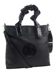 Barebag Větší moderní černo-zlatá dámská kabelka s ozdobnými ručkami S681 GROSSO