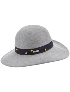 Dámský klobouk Floppy vlněný od Seeberger s širší krempou - šedý se zlatými nýty