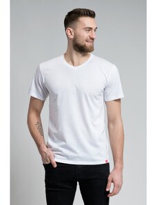 Bavlněné triko CityZen výstřih do V bílé 100-V