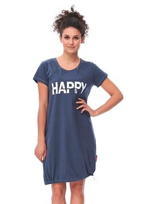 DN Nightwear Mateřská noční košile Happy mommy tmavě modrá se zipem
